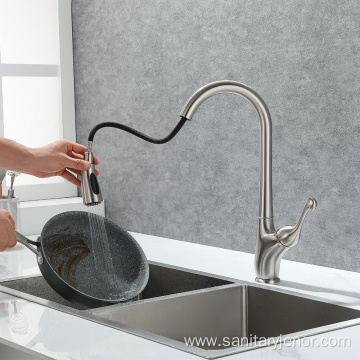 Hot Sale Brushed Brass Pull Down Kitchen Faucet